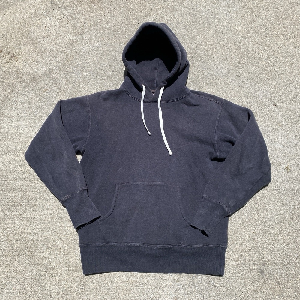 The Real McCoy's Black Hoodie Medium Blank Made in Japan Cotton Vintage Style